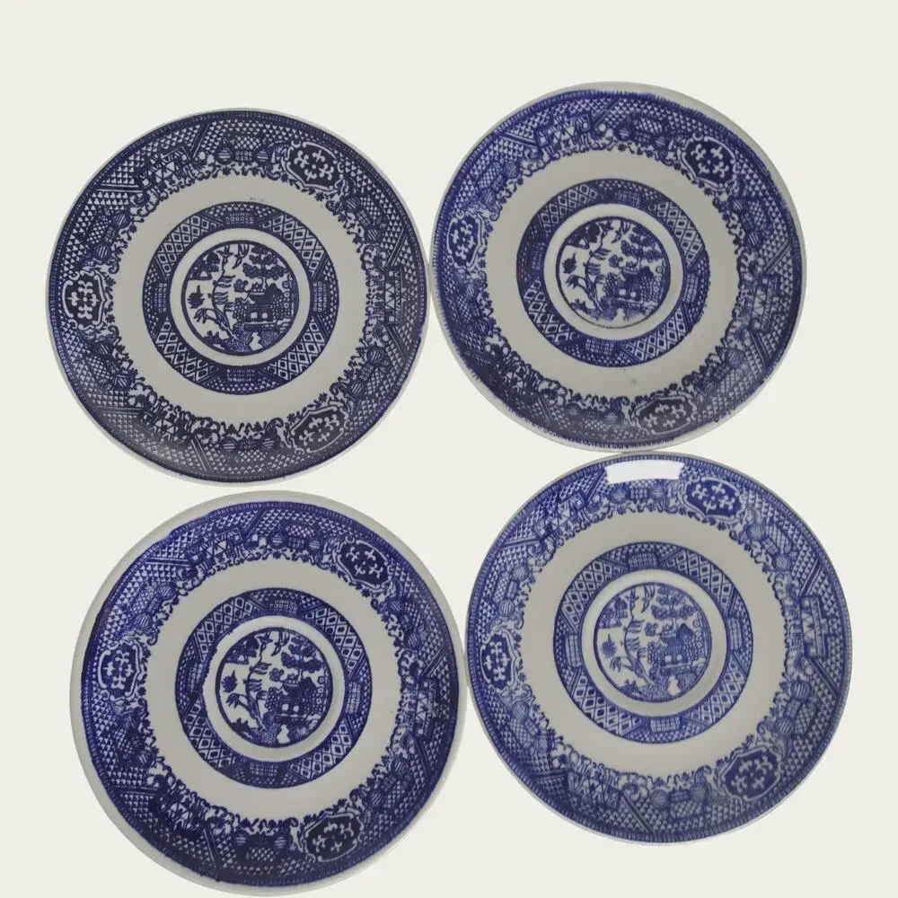Royal Cuthbertson Blue Willow Demitasse Espresso Cups Saucers Set of 4 China
